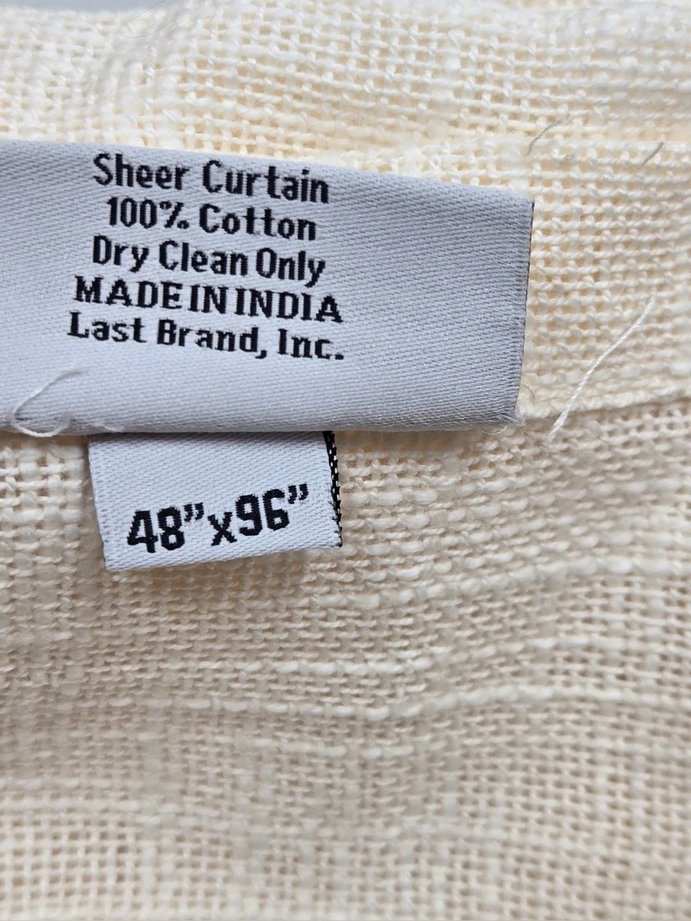 NWT QUINCE Set Of 2 48x96 Cotton Sheer Curtains Ivory 0766